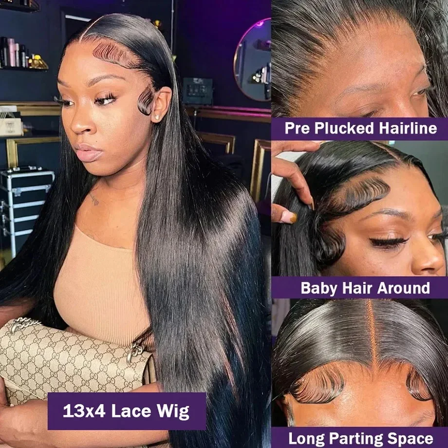 Nadine 13x4 Wig Human Hair Transparent Bone Straight Lace Front Wig for Black Women 13x6 Human Hair Natural Hairline 40 Inche