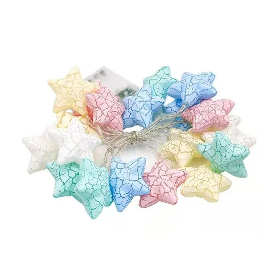 New LED Ice Crack Star Christmas String Lights Battery Powered 1.5/3M Fairy Garden Garland Lights for Party Wedding Decoration