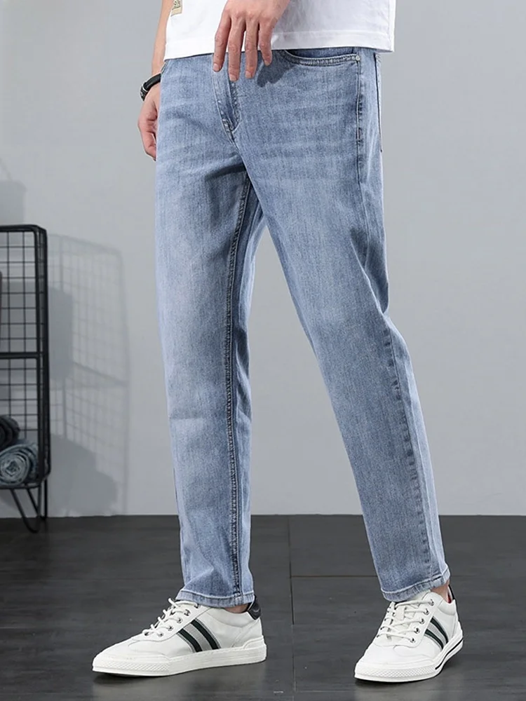 

Men's Slim Fit Jeans Spring 2026 Trendy Versatile Casual Long Pants mid Waist Wa Proc Cotton Polyester Spandex
