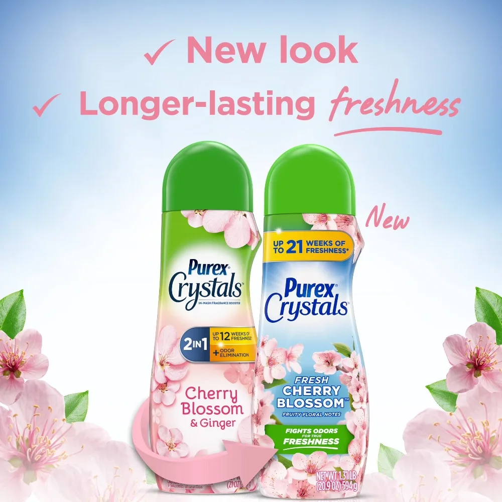 (3 pack) Purex Crystals Scent Booster, Fresh Cherry Blossom, 21oz