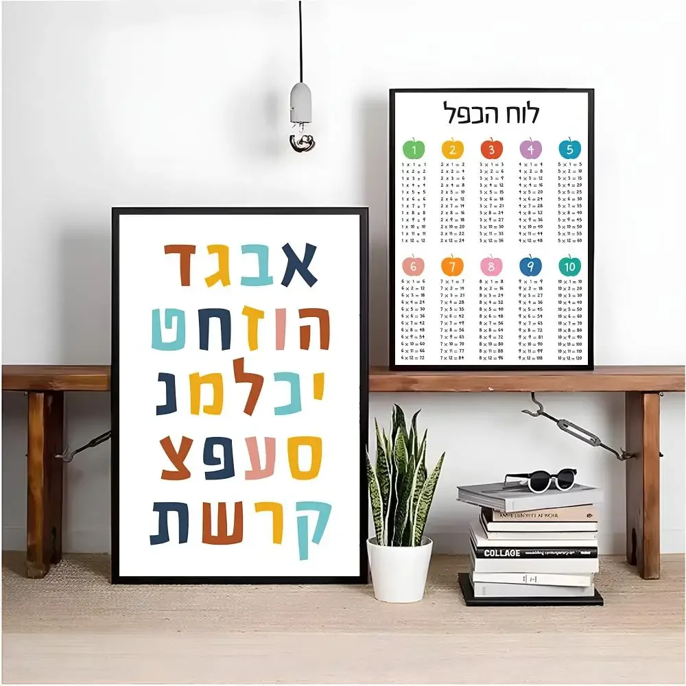 Nordic Jewish Alphabet Canvas Prints Poster Modern Minimalist Educational Letters Art Prints Nursery Wall Art Home Decor Poster