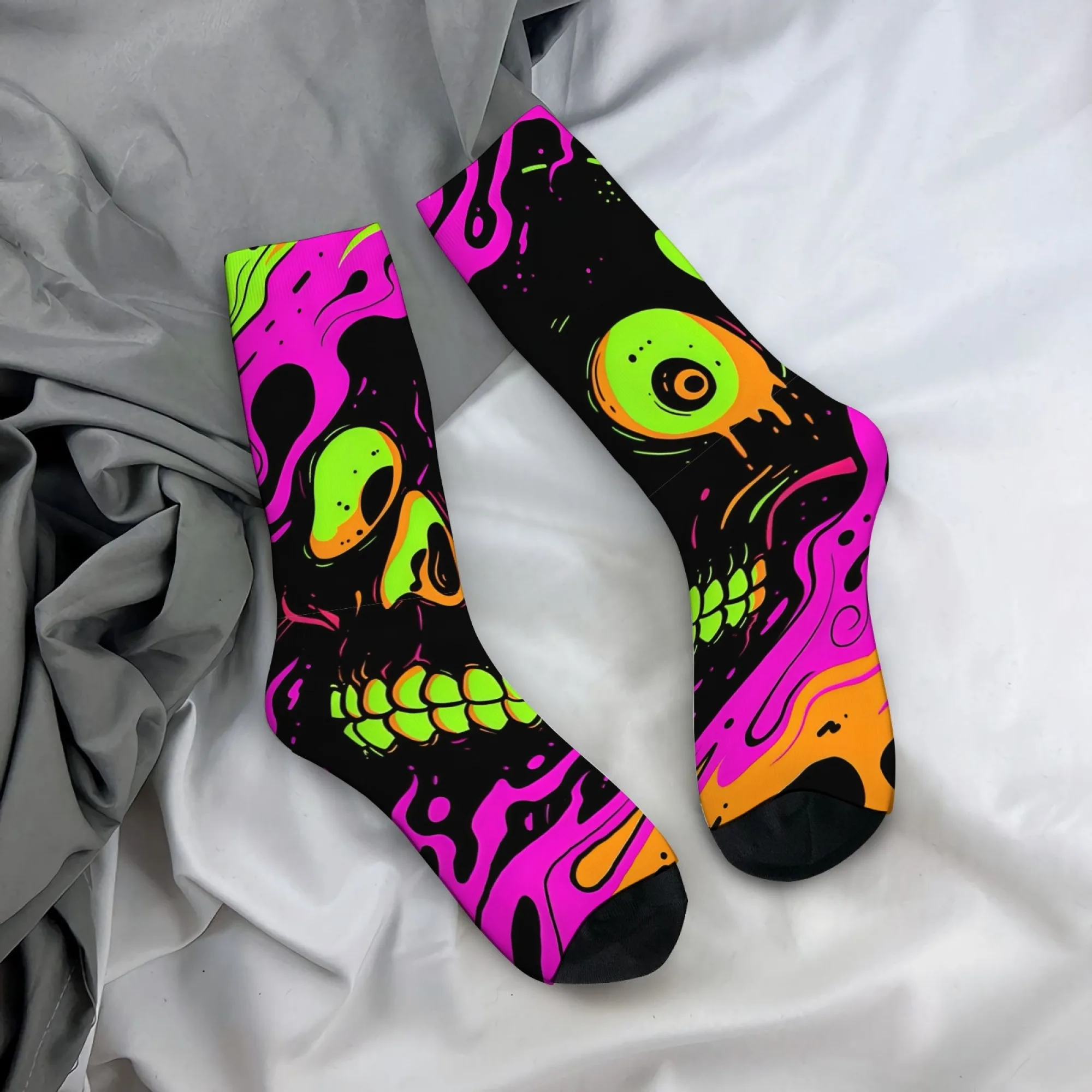 

Spooky Funny Colorful Skull Print Men's Socks Soft Comfortable Non-slip Street Style Outdoors Socks for Crazy Parties Gift