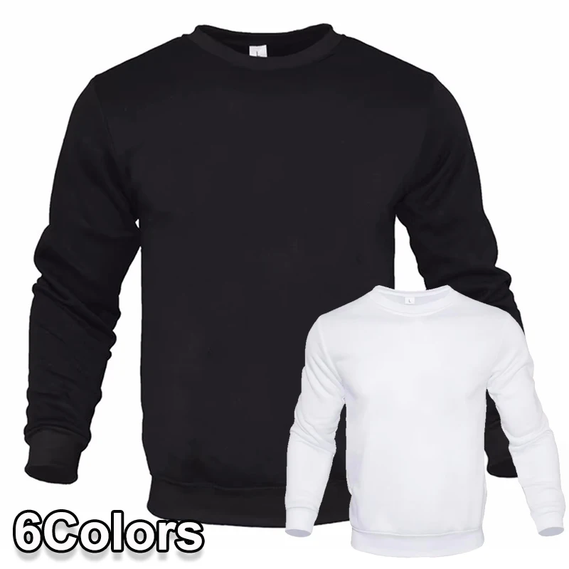 

Fashionable round neck sweatshirt men's solid color casual sports outdoor pocket long sleeved hoodless shirt