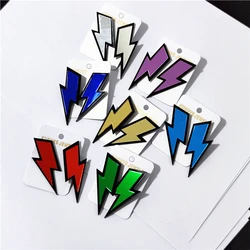 KUGUYS 15 Colors Mirror Glitter Acrylic Lightning Stud Earrings for Women Trendy Geometric HipHop Rock Fashion Accessories