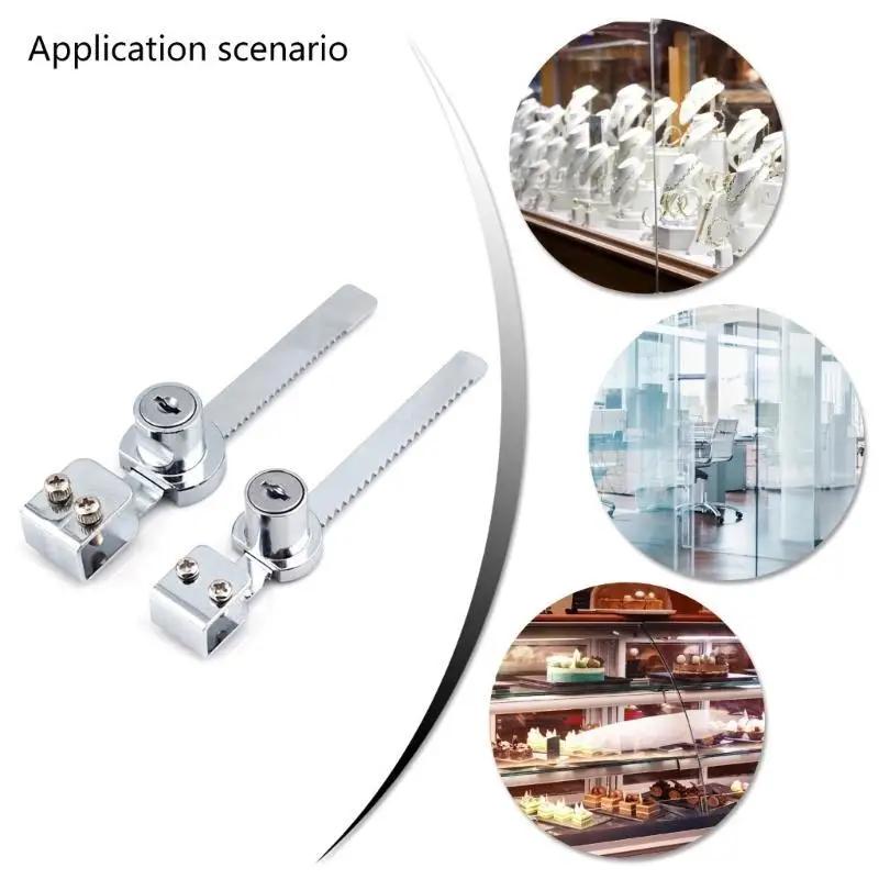 652F Display Case Lock with 4 Identical Sliding Glass Door Security Lock Retail Showcases Safety Lock for Glass Door