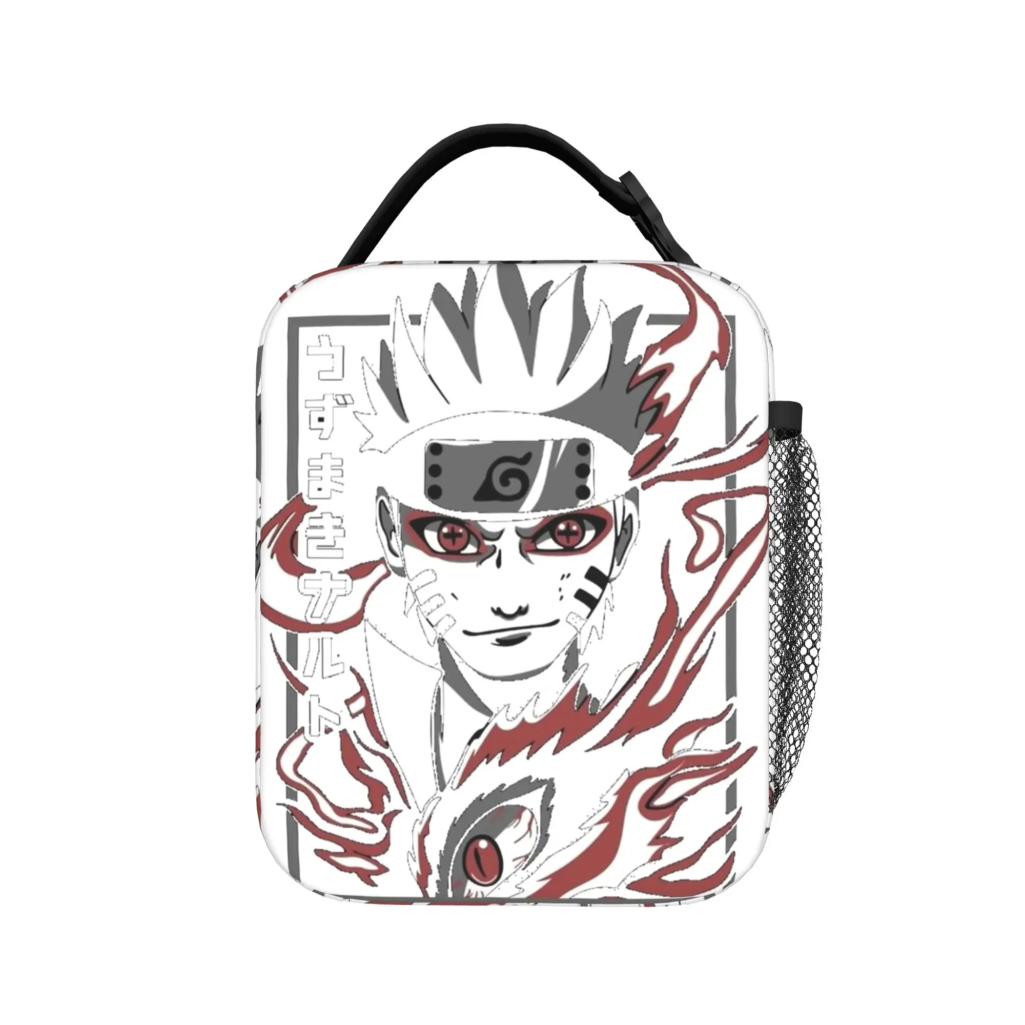 Bolsas térmicas para el almuerzo con diseño de Narutoes, monocromáticas, con chakras, reutilizables, contenedor de comida, lonchera grande, bolsa para llevar comida al trabajo