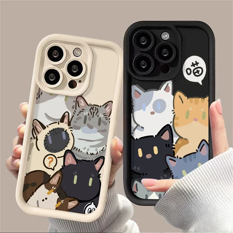 Hand Drawn Kitten Cat Silicone Case for Samsung Galaxy A35 A55 A15 A25 A16 A06 A05 A05S A24 A13 A23 A12 A22 A32 A52 A71 A51 4G