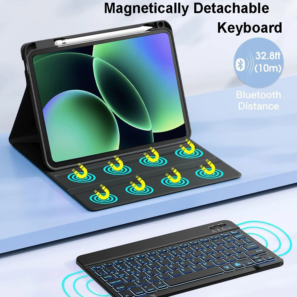 Case for Xiaomi Pad 8 11.2 inch, Bluetooth Keyboard Case for Xiaomi Pad 8 Pro 11.2 inch Wireless Bluetooth Removable Keyboard Ca