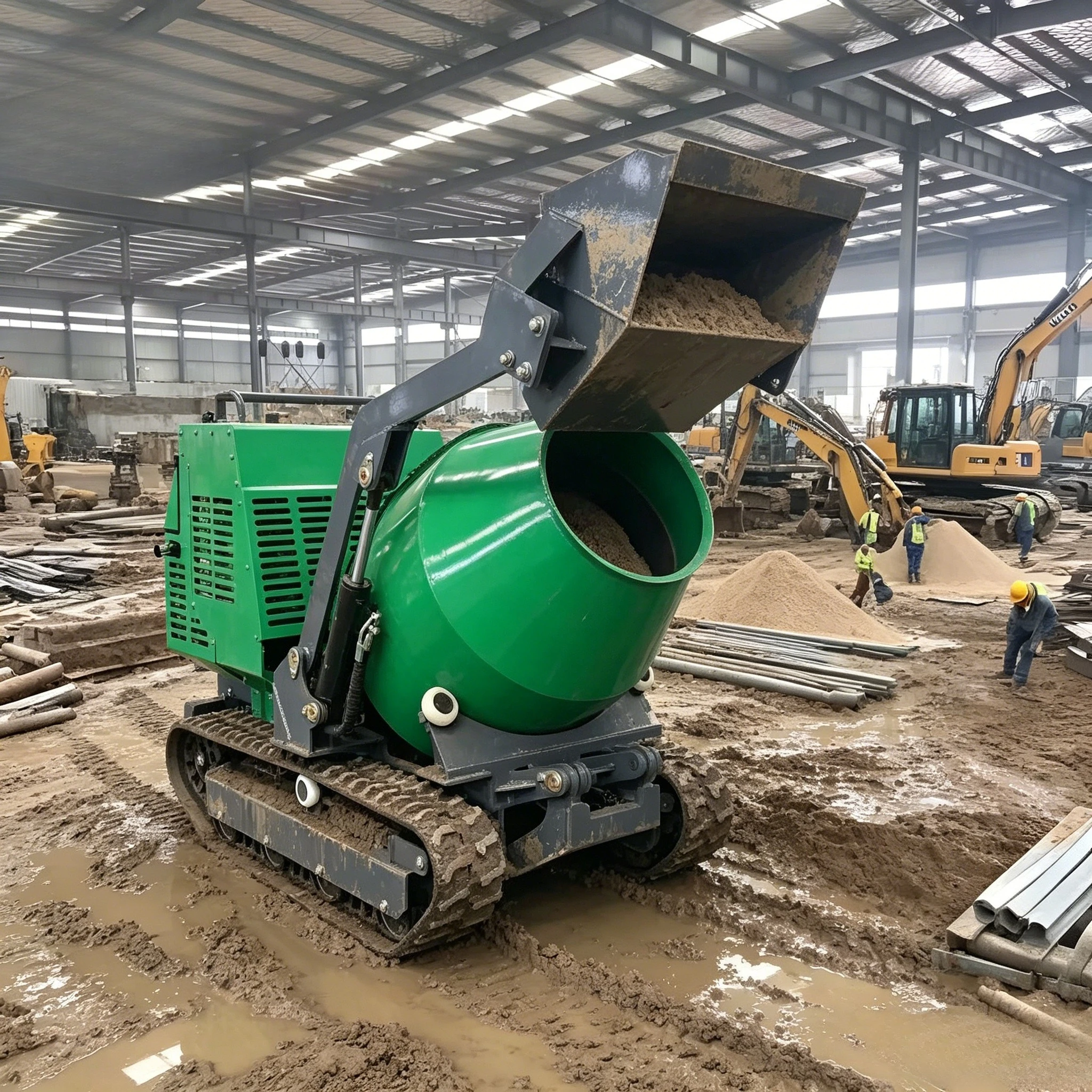 YG Customized 300L Trackd Portable Mini Dumper Automatic Track Crawler Mobile Cement Mixer Self Loading Concrete Mixer Machine