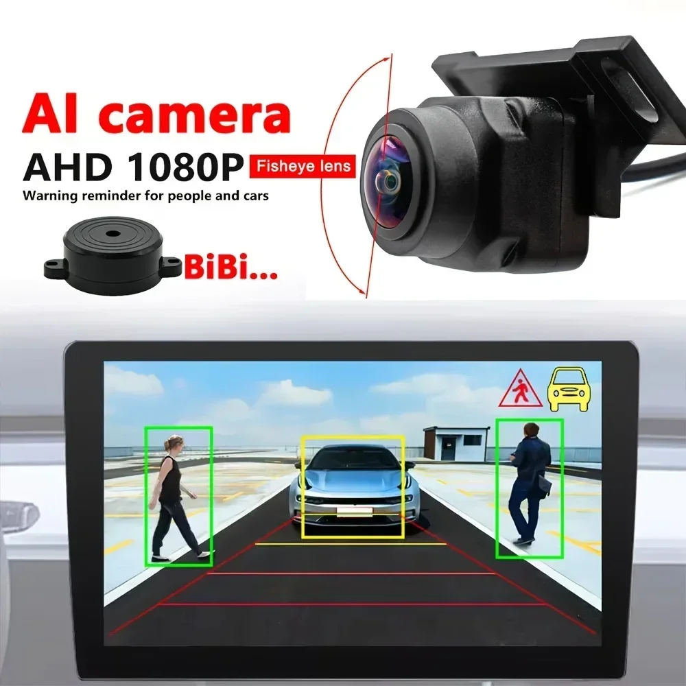 

AI Smart Car Camera with 170° Fisheye Lens Buzzer Alarm, AHD-1080P Universal Rear View Backup Camera