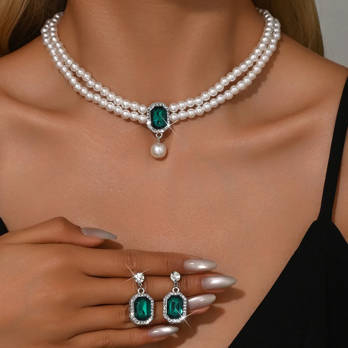 Жемчужное колье, многослойное ожерелье из бисера, комплект серег, индийские традиционные свадебные украшения, подарок для женщин