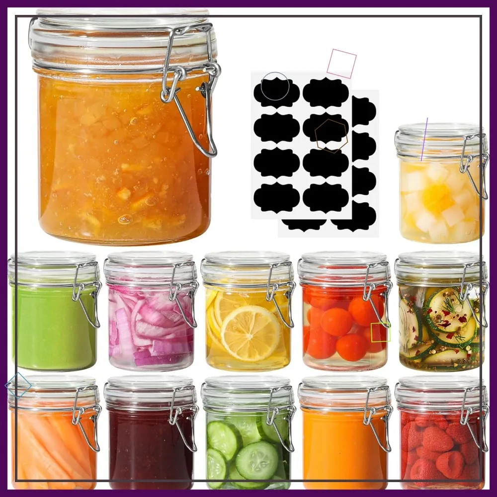 

12-Pack Small Airtight Glass Jars with Lids, Food Storage Containers for Kitchen Canning, Jam, Spice