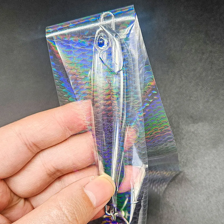 4X50CM Holographische Fischschuppen Transferfolie Kunst DIY Laser Silber Aufkleber Heißprägefolie für Angelköder – Detail 7