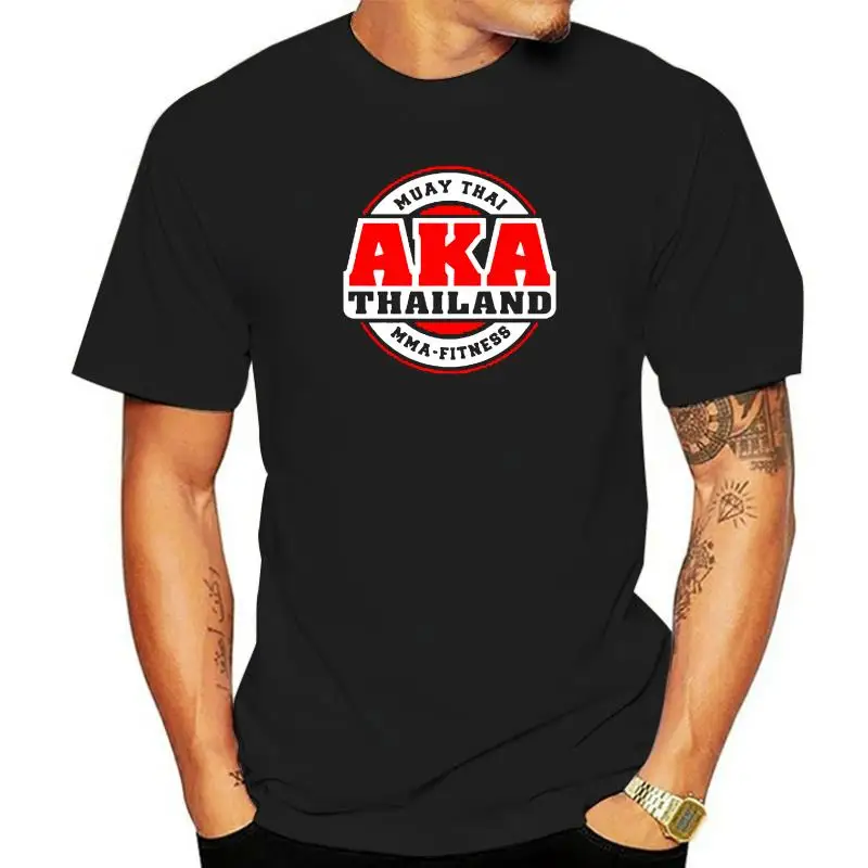 AKA Thailand Gymer Logo Muay Thai  Kick Boxinger Men Black T-Shirt Size S-3XL Tops Tees Printed Men T Shirt