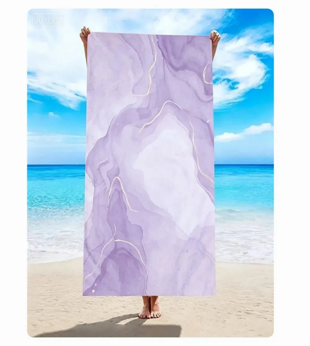 Pink Marble Microfiber Beach Towel, Gold Vein Abstract Bath Towel, Luxury Aesthetic Summer Travel Towel for Women Girls Gift