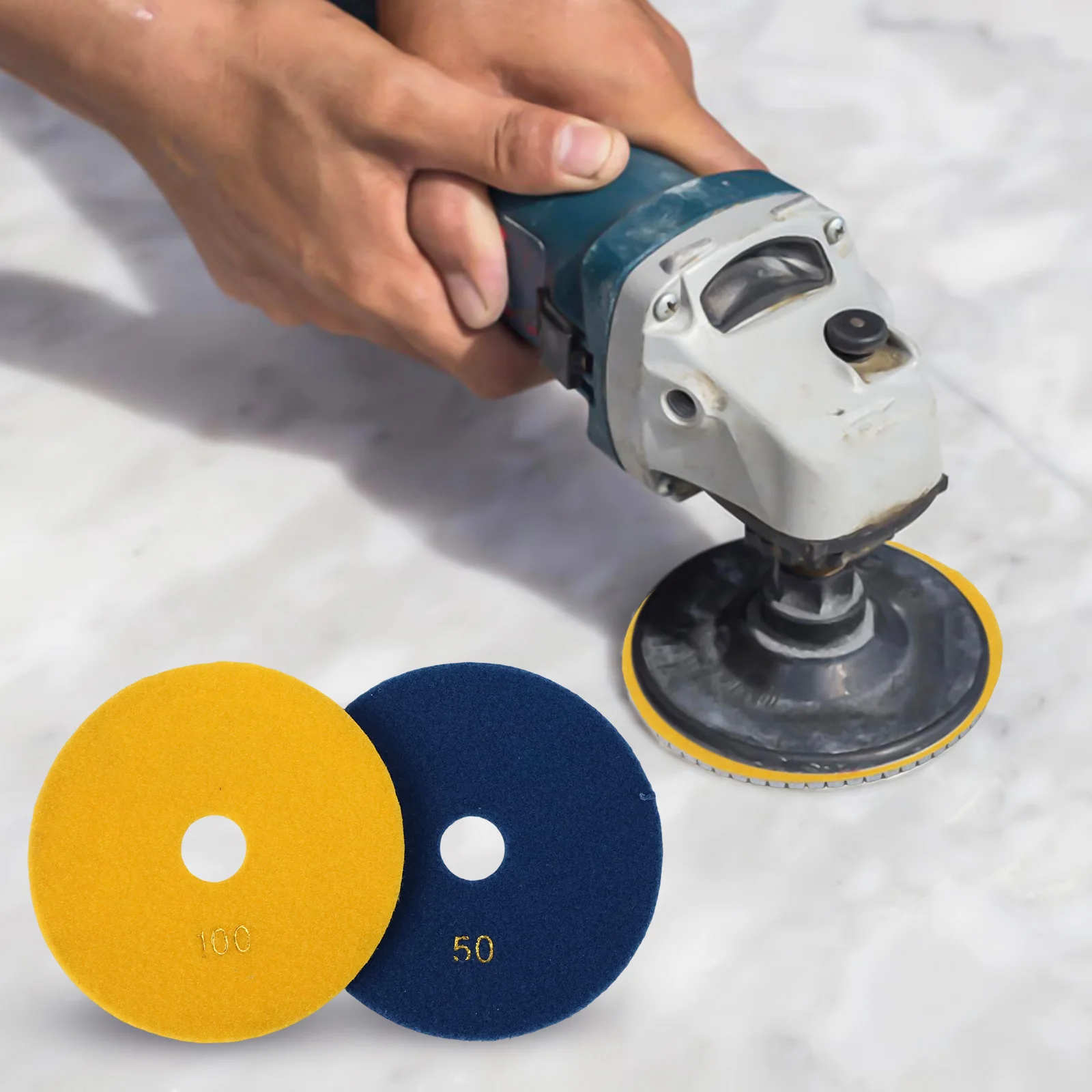 

6-дюймовые сухие/влажные полировки для подушечек, гибкие шлифовальные диски, зернистость 30/50/100, для бетона, гранита, мрамора, каменного цвета, случайный цвет
