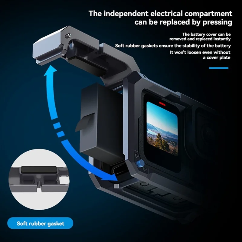 ABSQ-обновленная черная металлическая рамка для Go Pro 13/12 11 10 9 для камер Gopro Hero 13/12 11 10 9, корпус из алюминиевого сплава