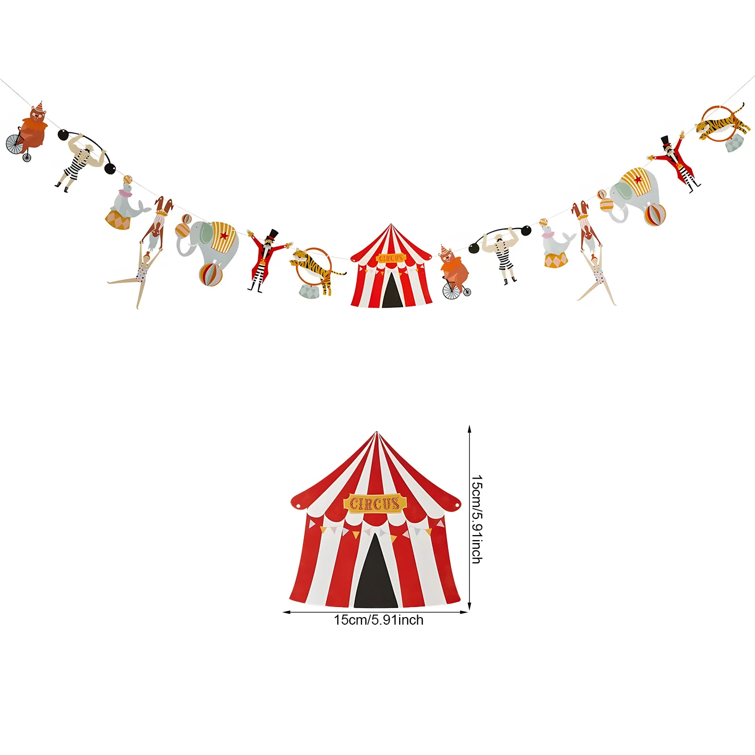Zirkus-Karneval Geburtstagsparty-Dekorationen Clown-Thema Banner Hängende Wirbel Lustige Karnevalsparty-Zubehör für Kinder – Detail 11