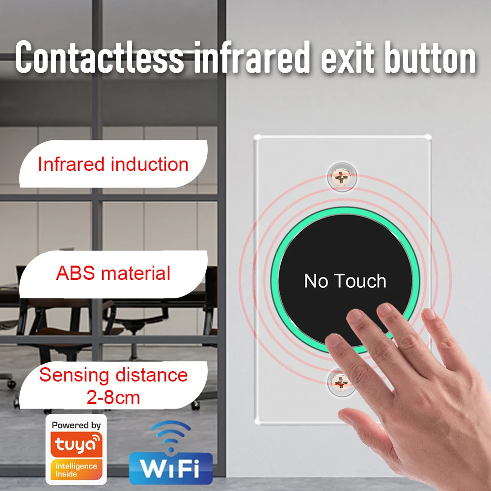 Support Tuya App WIFI Smart Exit Switch Door Access Control System SmartLife Wireless Remote Control Button Manual Switch Smart