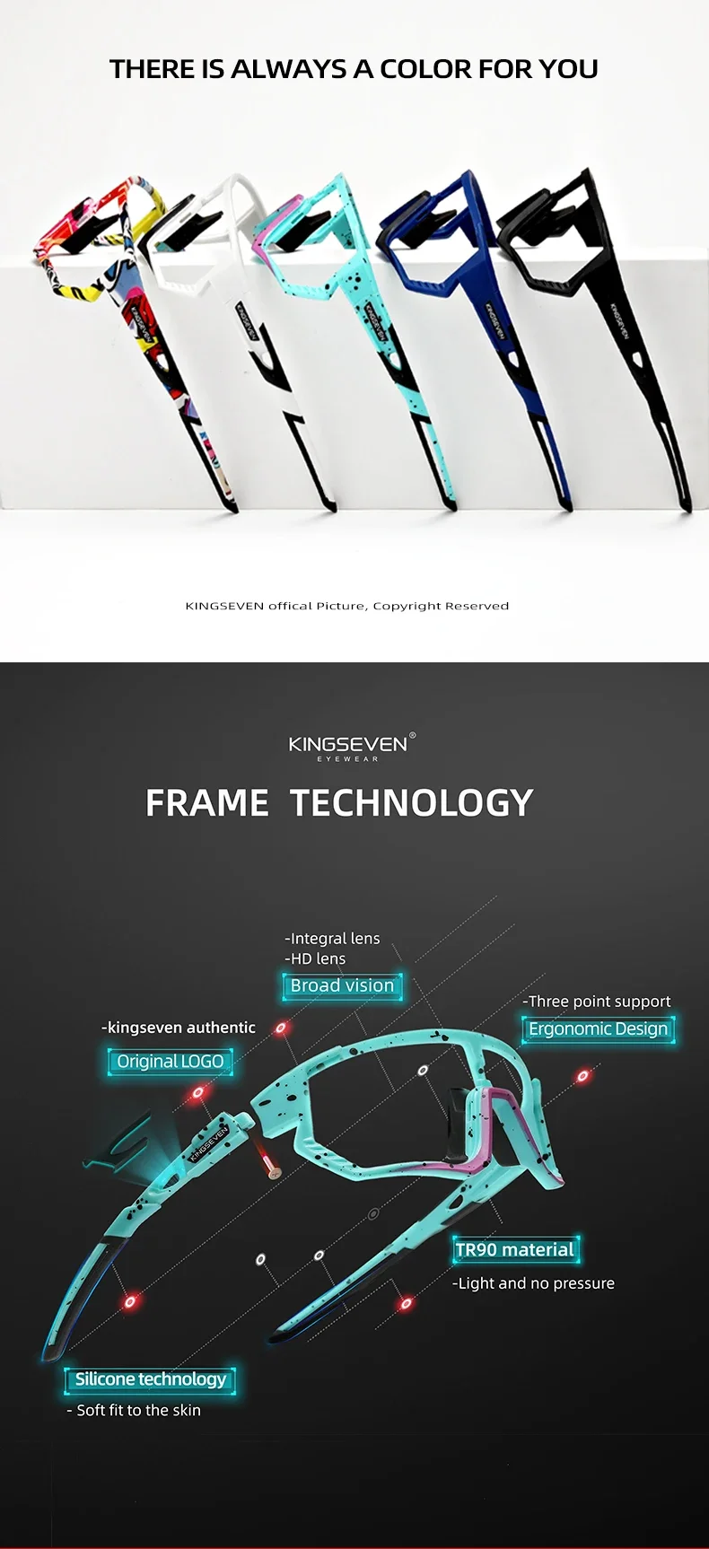 Kingseven photo chrome Fahrrad brille Anti-UV-Männer Fahrrad Fahrrad Sport Radfahren Sonnenbrille MTB Radfahren Klettern großen Rahmen – Detail 1
