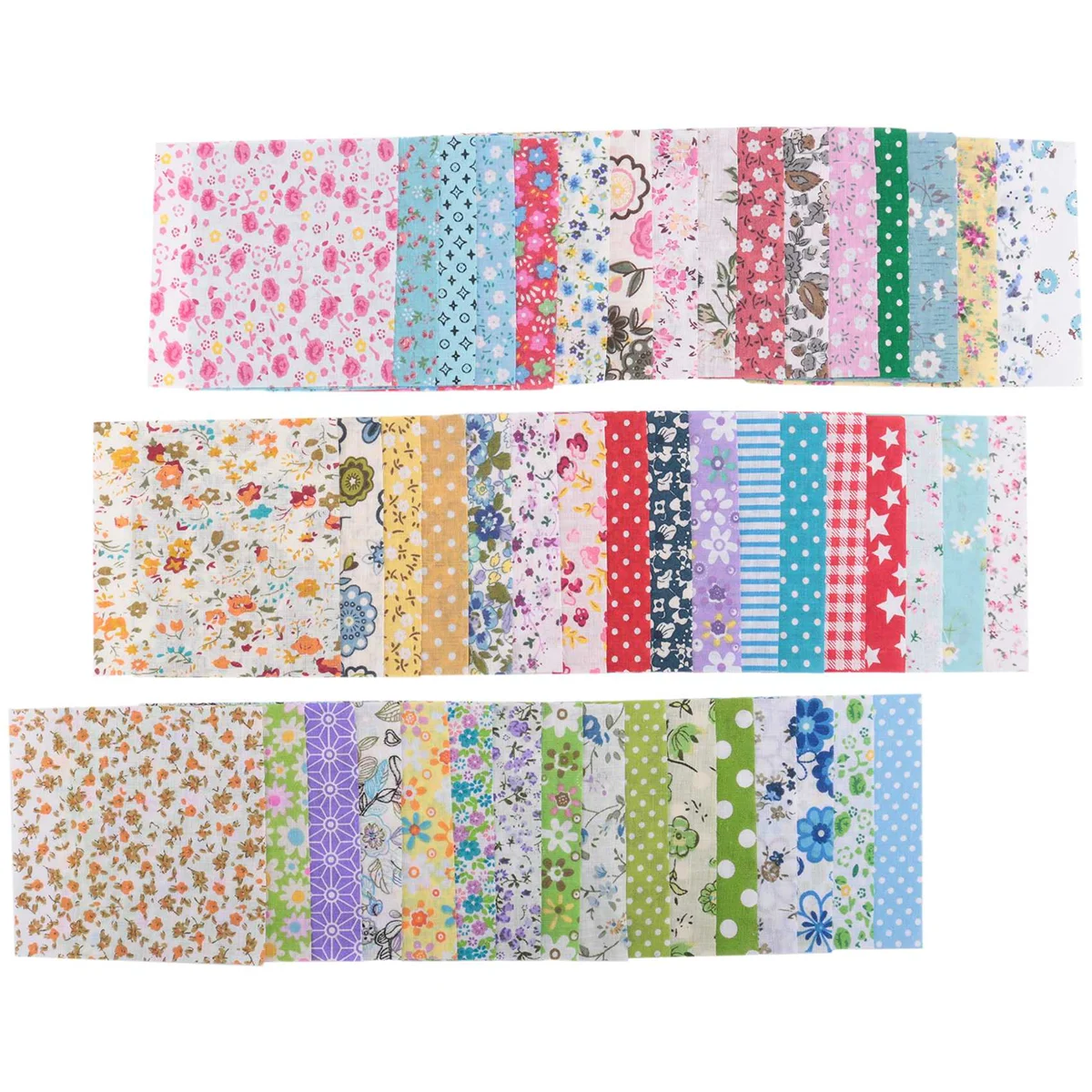 Fabric Patchwork Craft Cotton Material Batiks Mixed Squares Bundle, 10 x 10cm, 50-Pack