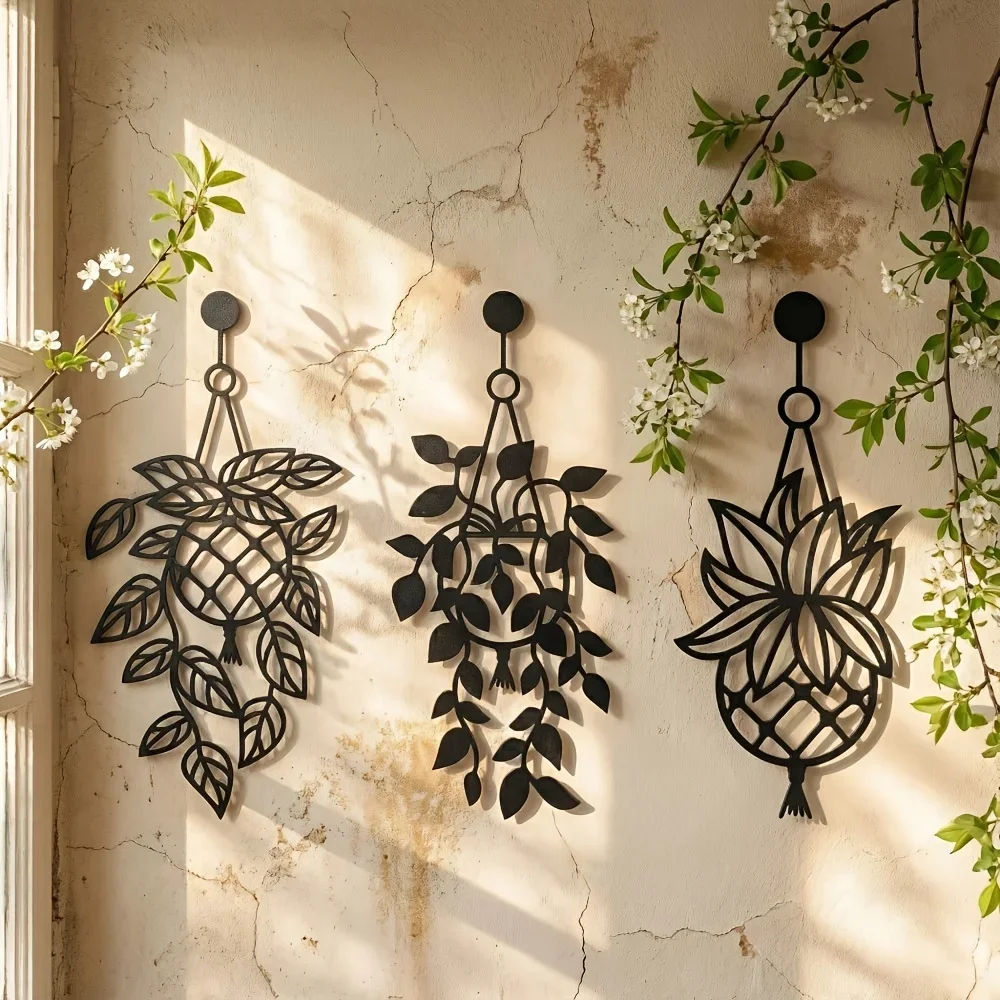 CIFBUY 3Pcs Metal Wall Art Set, Abstract Iron Wall Decor Sculpture, 2D Flat Laser Cut, Powder-Coated Rustproof