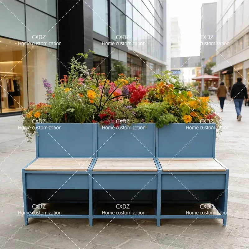 Outdoor Flower Box Seat Integrated Municipal Park Chair Shopping Mall Coffee Shop Community Flower Bed Bench