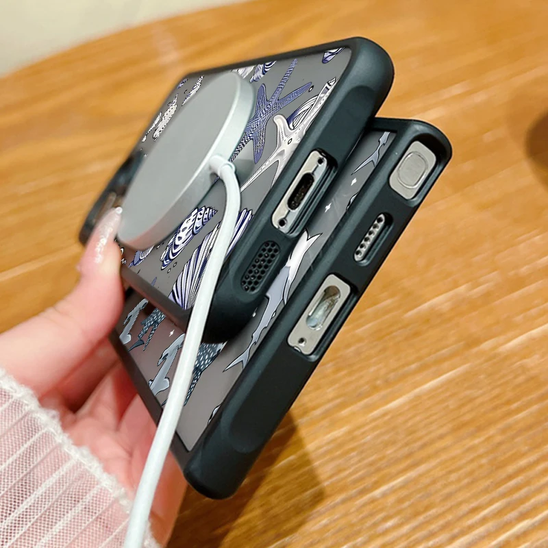 الحوت القرش السلاحف طباعة المغناطيسي حقيبة لهاتف سامسونج غالاكسي S23 S24 FE S25 Edge S24 S22 S23 الترا ل Magsafe ماتي غطاء الهاتف #6