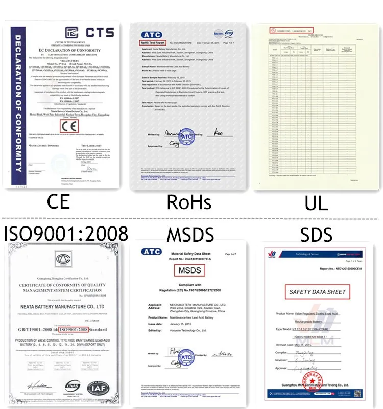 Penyimpanan Energi Panel Surya MF VRLA Gel Isi Ulang 12v 100ah Baterai Asam Timbal yang Diatur Katup