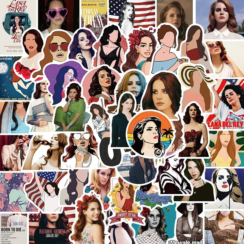 

50PCS Lana Del Rey DIY Graffiti Stickers Singer Star Fans Collect Skateboard Guitar Water Cup Waterproof Originality Sticker