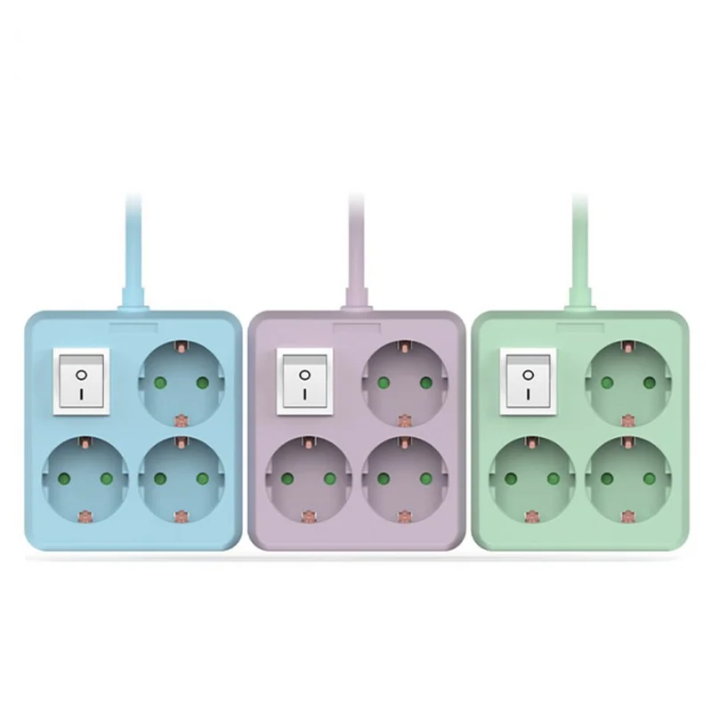 High capacity square flat multi cord tap 3 pieces 50cm outlet