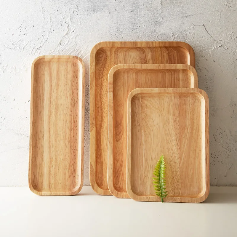 Rectangular Log Insulated Household Tableware Japanese Fruit Wood Tray