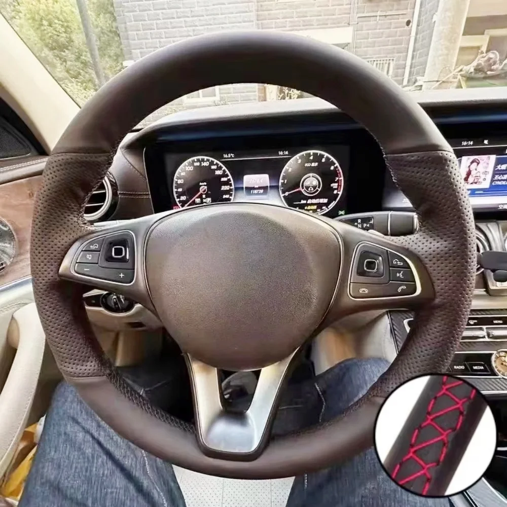 

Braid Car Steering Wheel Cover Wrap Hand Sewing Microfiber Leather Non-Slip For Mercedes Benz W176 W246 W205 C117 C218 W447 ﻿