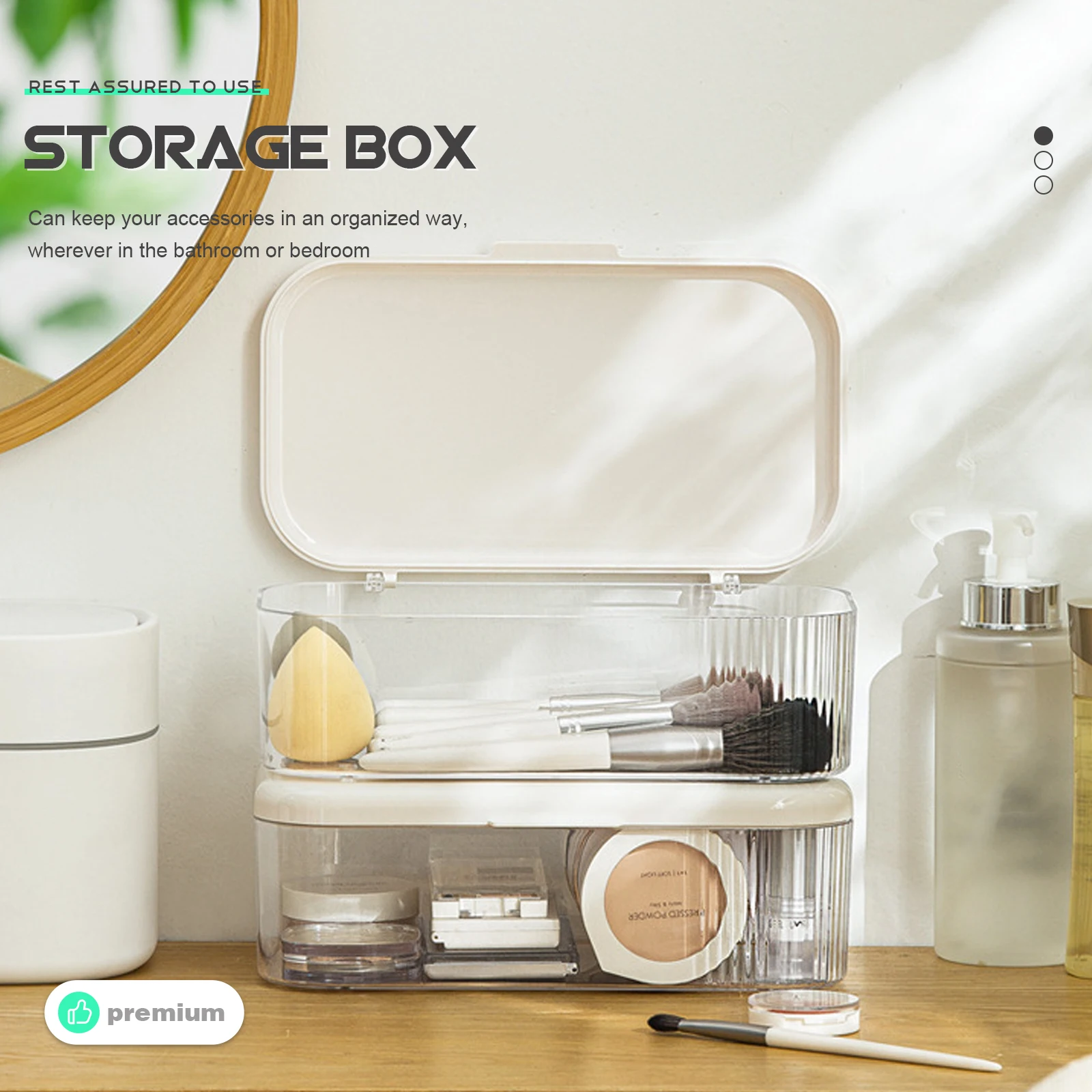 

Organizer Transparent Case Makeup Tray Vanity Storage Benzene Countertop Home Bedroom Bathroom Accessories Storage Box