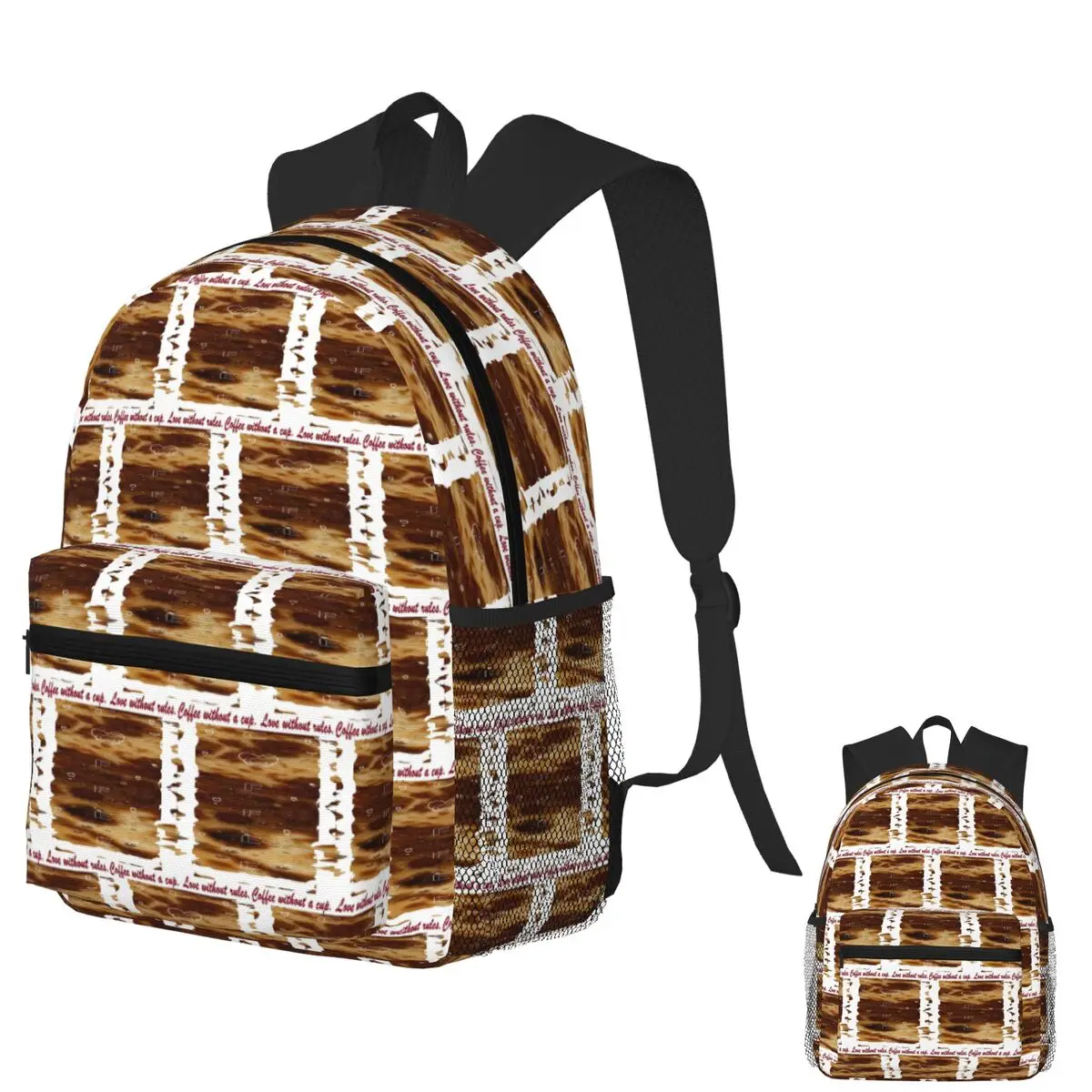 

Love Without A Cup Coffee Art Student Backpack School Bag Hiking Travel Daypack for Men Women Fashion Bookbag Shoulder Bags