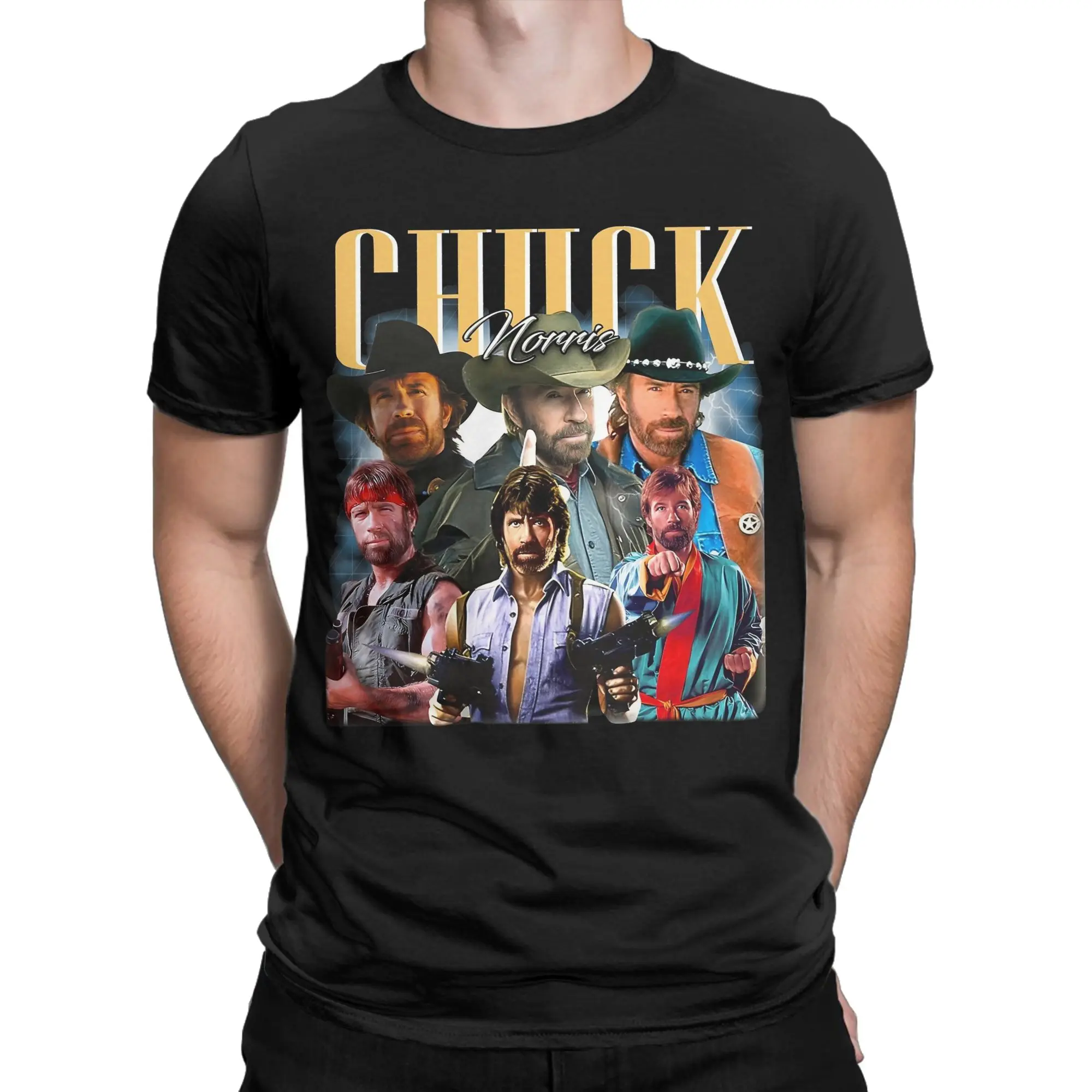 Camisetas masculinas e femininas Chuck Norris Actor, camiseta casual de algodão, manga curta, gola redonda, roupas plus size