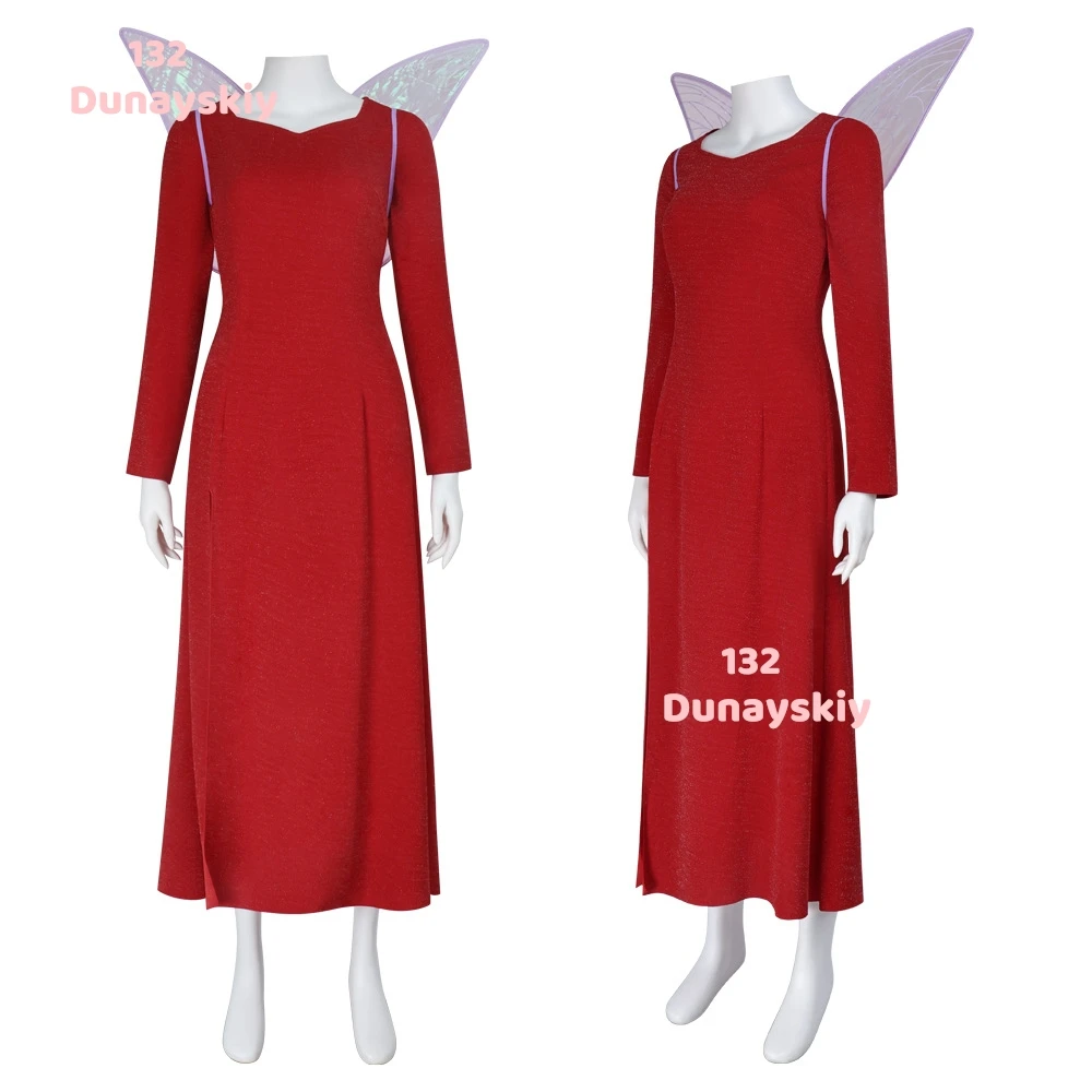 الأم الجنية العرابة تأثيري حلي أجنحة الجنية عصا سحرية الله فستان أحمر طويل المرأة كرنفال الدعائم الطرف