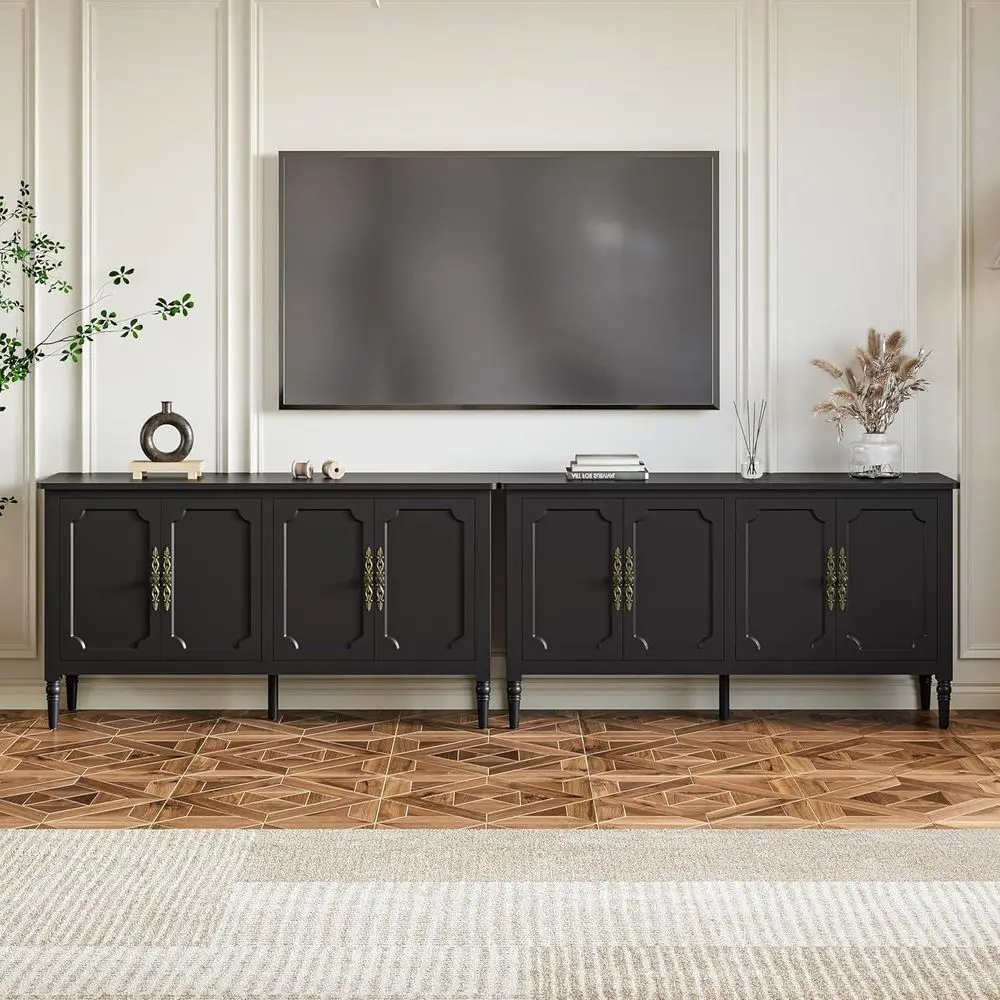 

Vintage 118 Cabinet with Storage, Adjustable Shelves, Satin Black Sideboard for Coffee Bar, Kitchen, Dining, Entryway, Living Ro