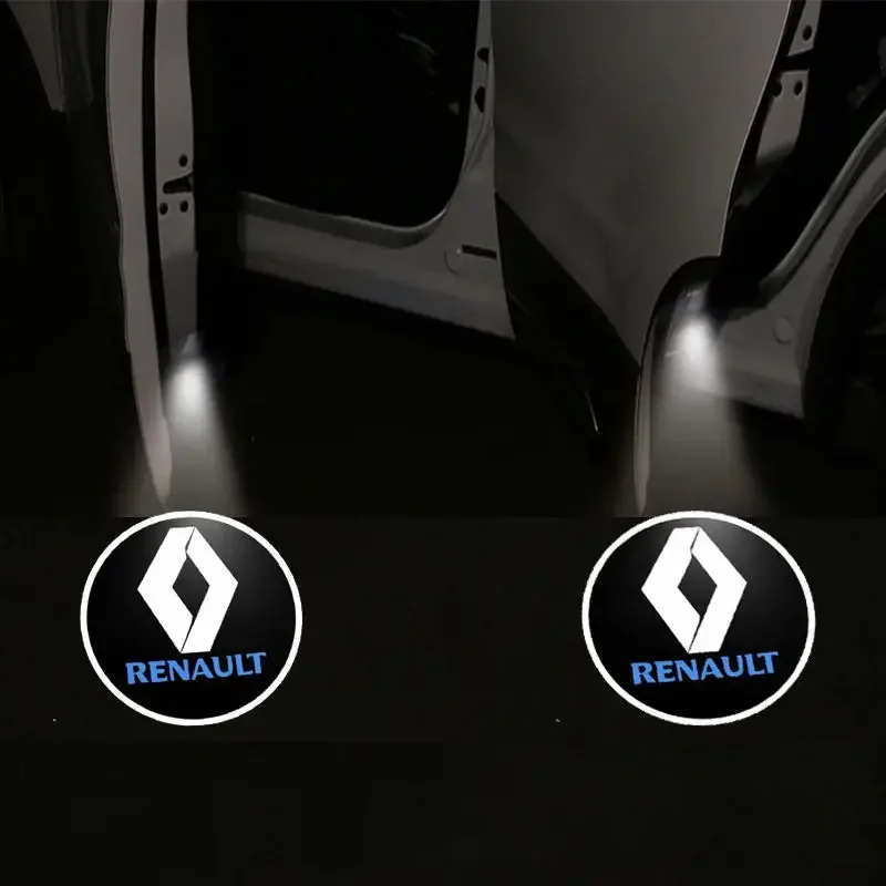 1/2pcs LED Car door universal projector high-definition welcome lights For Renault Clio Laguna 2 Megane 2 3 Duster Logan Emblems