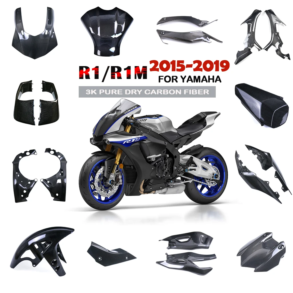 

For YAMAHA R1 R1M 2015 2016 2017 2018 2019 Motorcycle Fender Frame Cover Fuel Tank Guard Side Panel Fairing Kit Dry Carbon Fiber