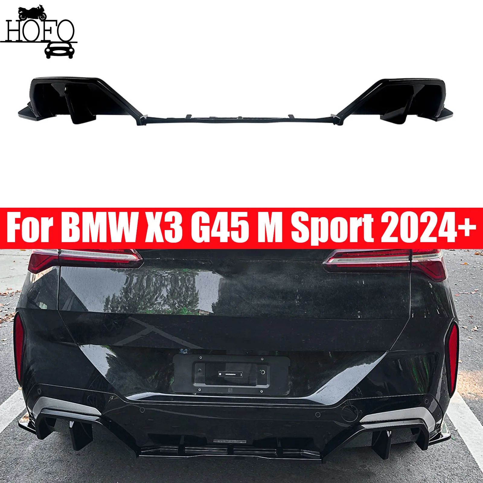 

For BMW X3 G45 M Sport 2024+ Car Rear Bumper Lip Diffuser Spoiler Splitter Protector Auto Accessories