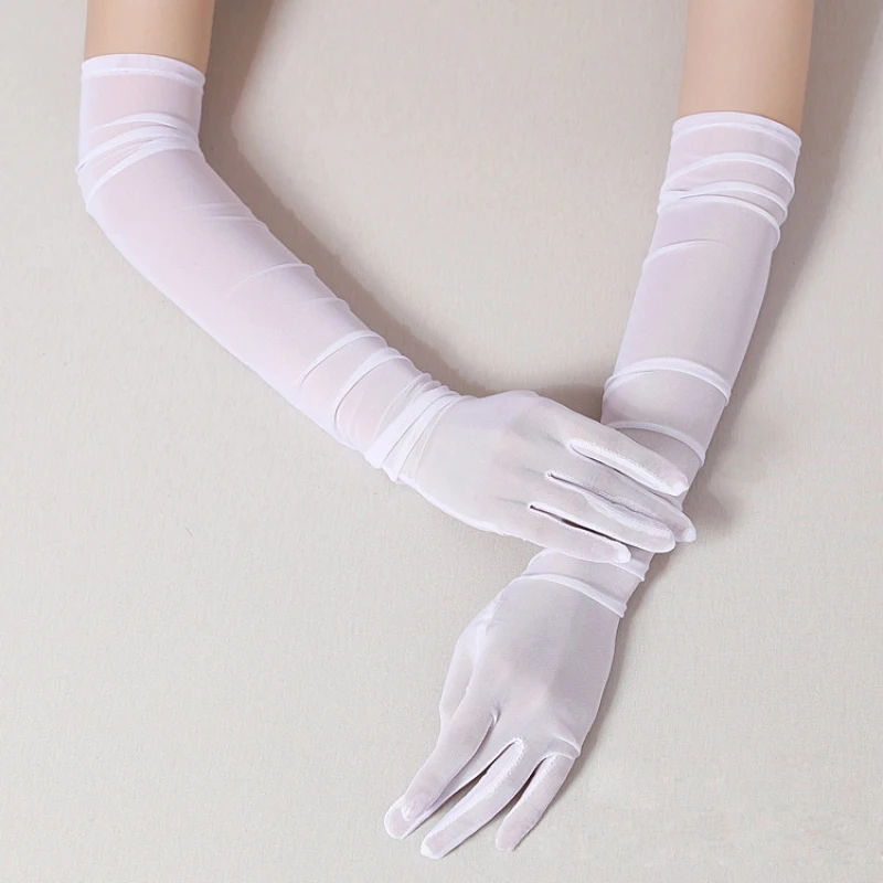 Rękawiczki 60 cm, seksowne, cienkie, ażurowe, przezroczyste, długie, miękkie, oddychające, z siateczki, elastyczne, damskie, męskie, na występy, imprezy, cosplay