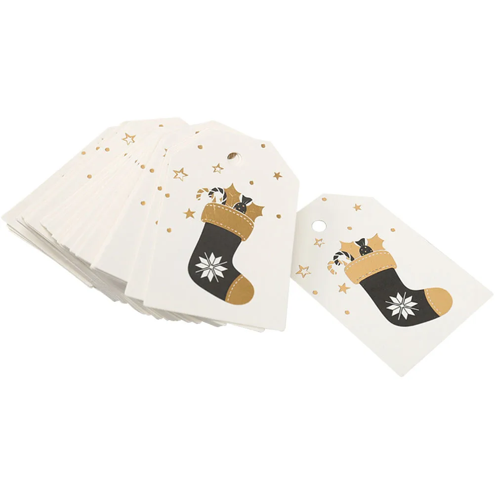 

100Pcs Xmas Stocking Hanging Tags Creative Paper Tags Decorative Festival Party Crafts Gifts Festival Hanging Decors