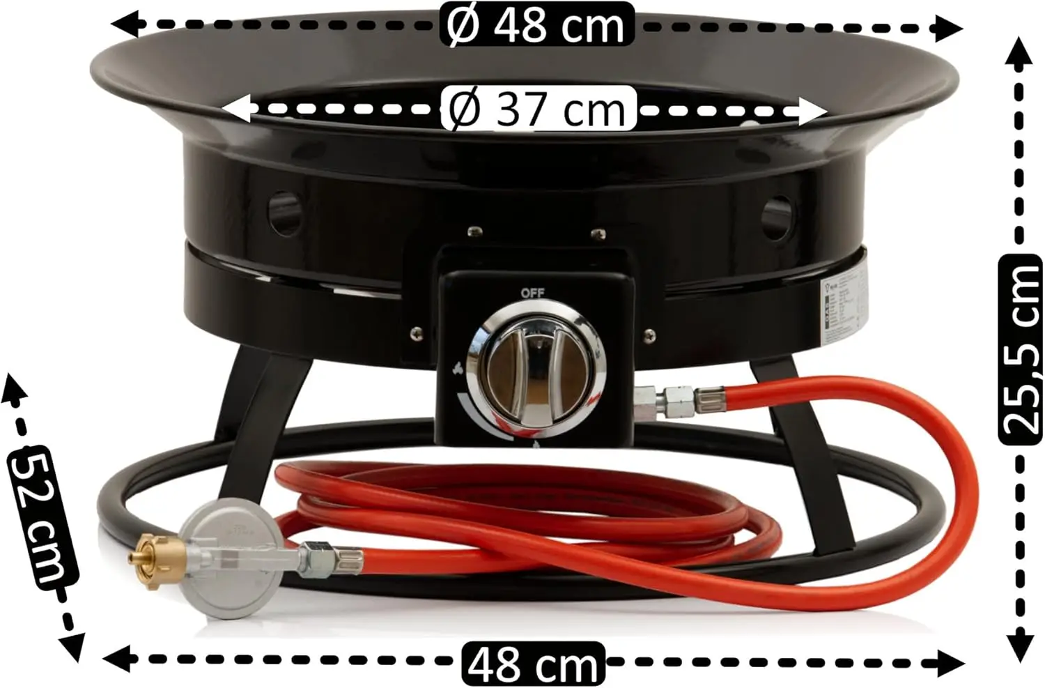حفرة حريق غاز بأحجار الحمم البركانية، قطر 48 سم - 12 كيلو وات، حفرة نار خارجية، وعاء حريق للتخييم، حفرة حديقة محمولة #4