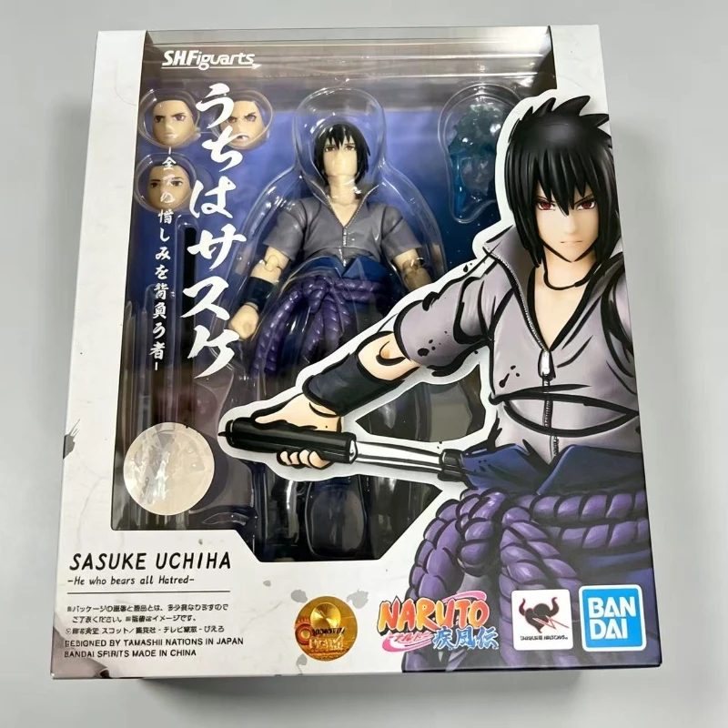 Nuevo en stock, Bandai original SHF Naruto Uchiha Sasuke 2.0, modelo manual para ensamblar, juguetes coleccionables, adornos, regalos, decoraciones