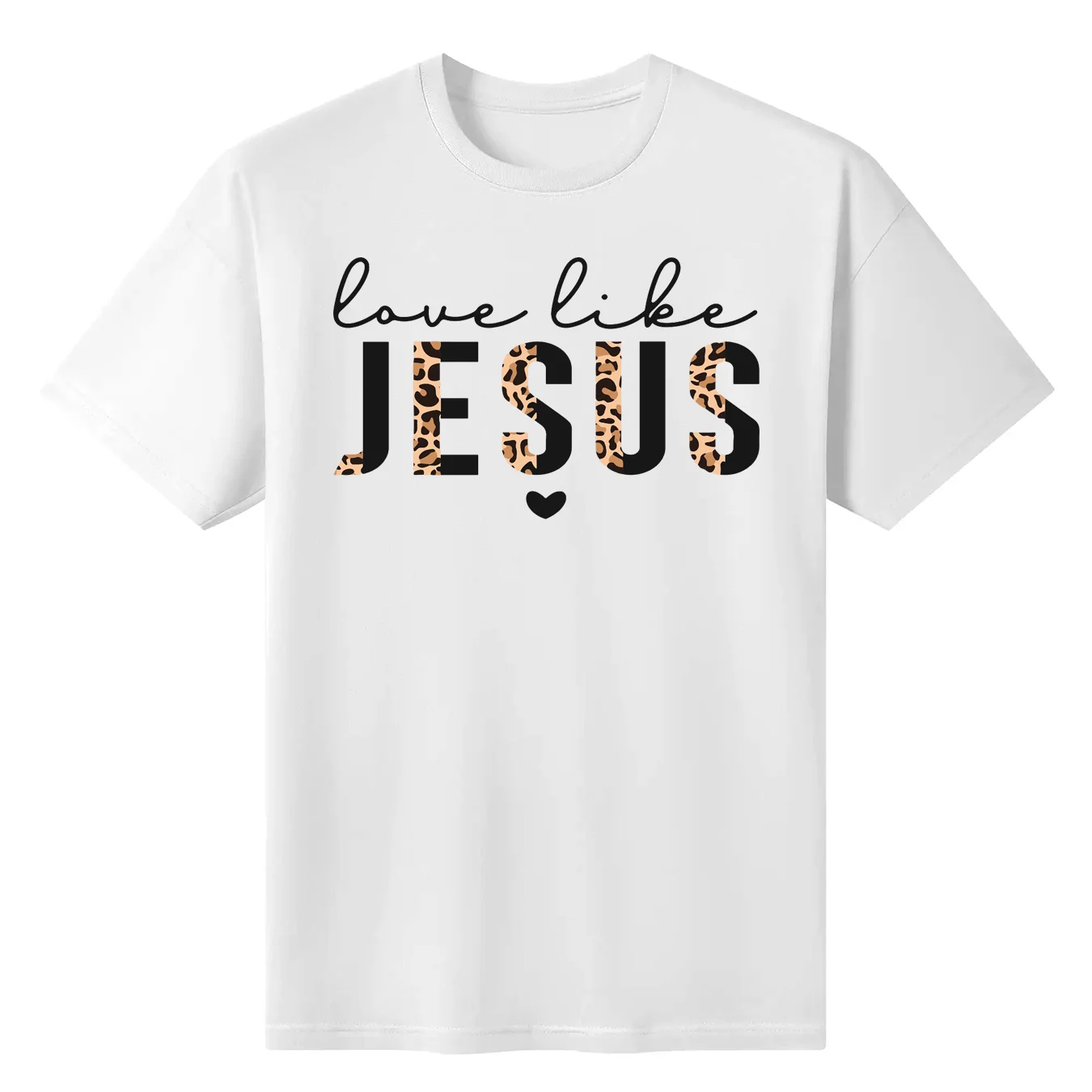 

Love Like Jesus Print T-Shirt Short Sleeve Crew Neck Casual Top For Summer & Spring Women's Clothing