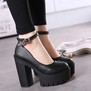 Frühling Herbst Casual High Heels Sexy Chunky Platform Schwarze Schuhe Größe 42 Einzelschuhe 10 Hauptverkäufe Scarpin Größe 42 - №8