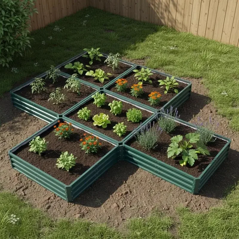 Steel Raised Garden Bed, Set of 5 Large Box Planters for Outdoor Plants Vegetables Flowers Herbs, 8x8x1ft, Green