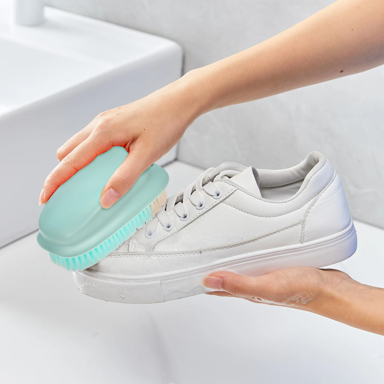 

Laundry Long Handle Shoe Cleaning Brush Clothes Stain Scrubber Brush Carpet Household Cleaning Tool Durable Plastic Comfort