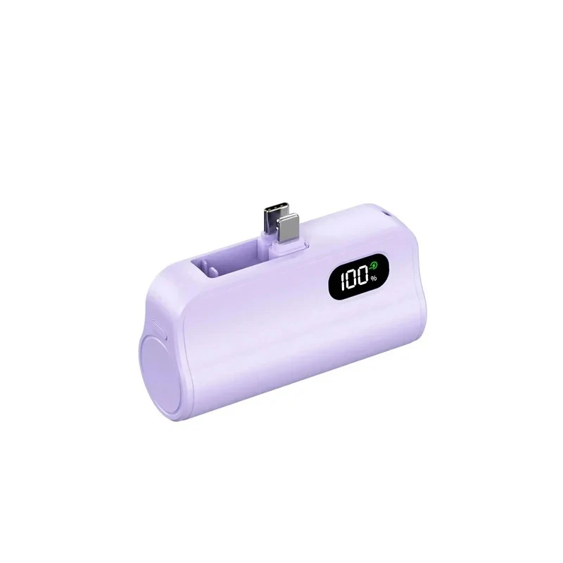 For IPhone Samsung 5000mAh Capsule Power Bank 2-in-1 Large Capacity LED Digital Display Portable Fast Charging Battery 2pcs